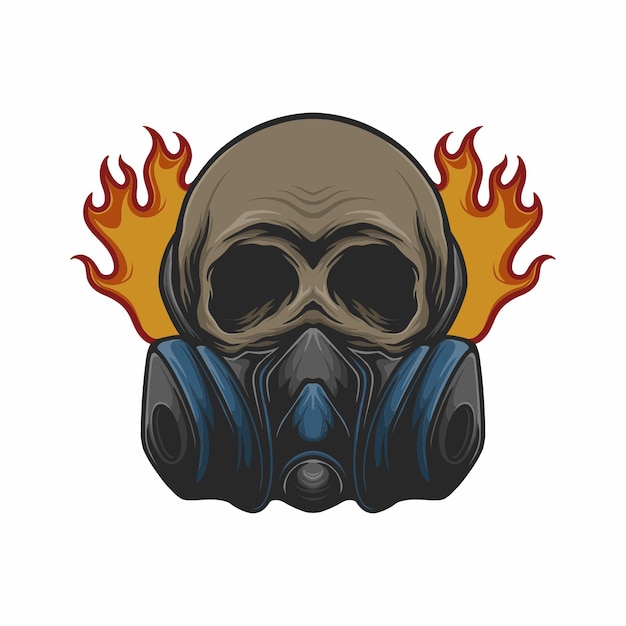 Skull head with gas mask vector illustration