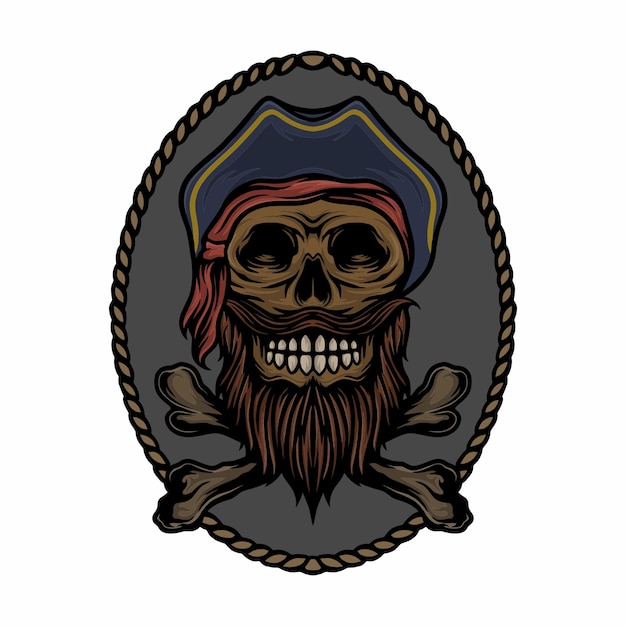 Skull head with pirate vector illustration