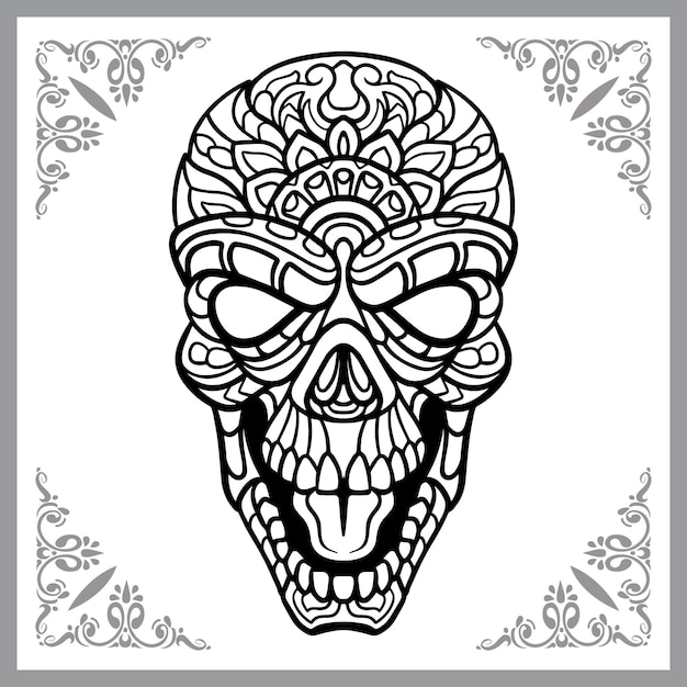 Skull head zentangle arts isolated on white background