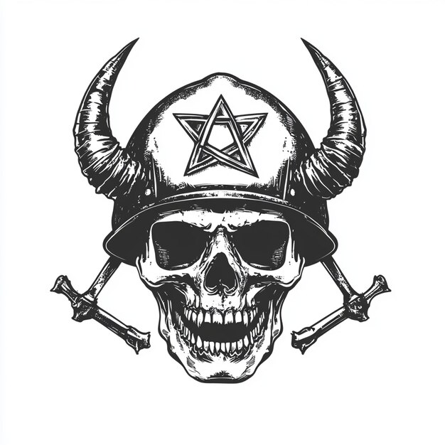 Vector skull helmet horns vector style