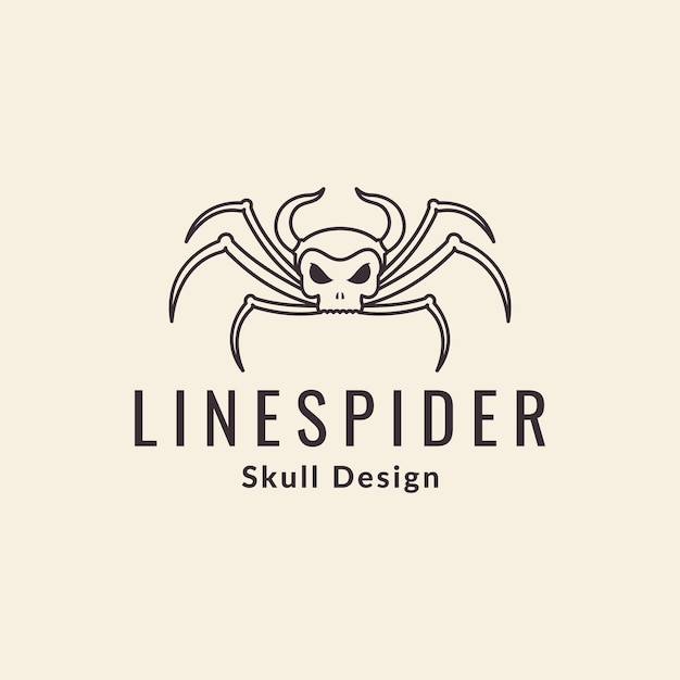 Skull horn with spider line logo design vector graphic symbol icon sign illustration creative idea