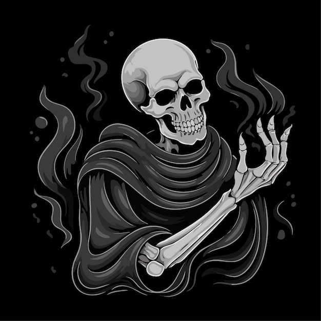 Skull illustration Black background skull king