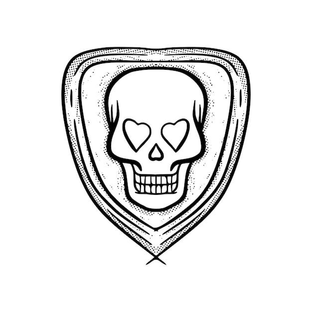 Skull Illustration hand drawn cartoon sketch lineart vintage style vector