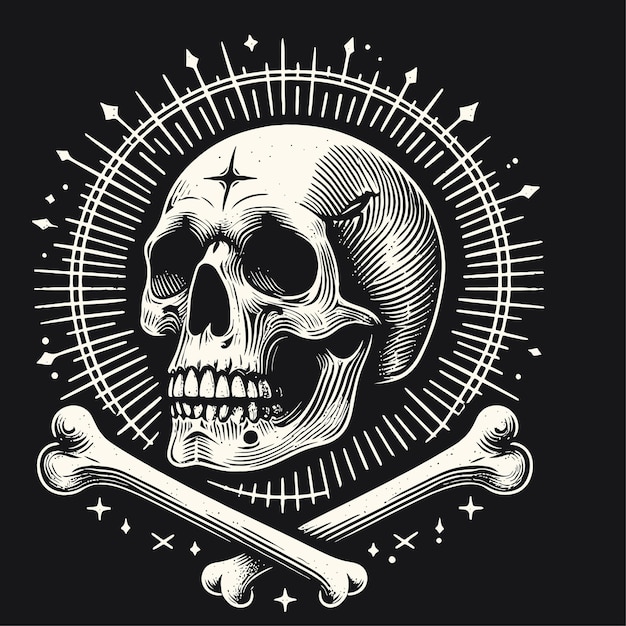 Skull illustration with engraving style