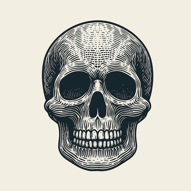 Skull illustration with engraving style