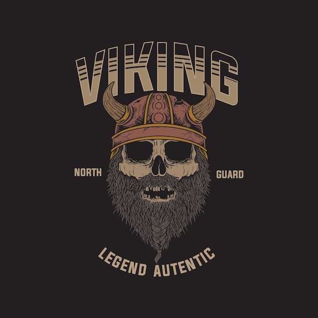 skull illustration with viking costume premium vector