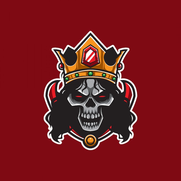 Skull King Long Hair Vector  