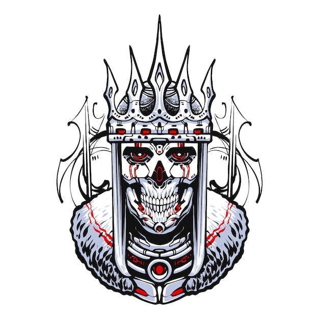 The skull king robot illustration