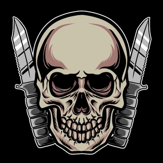 skull and knife vector illustration