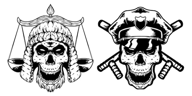 skull lawyer and skull police design