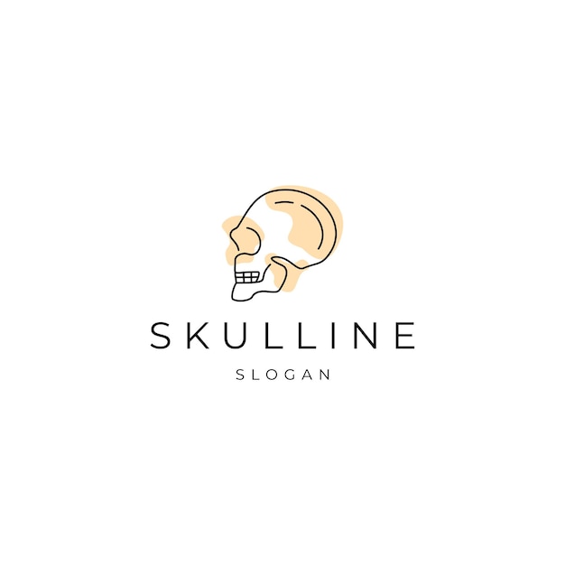 Skull line art logo design template