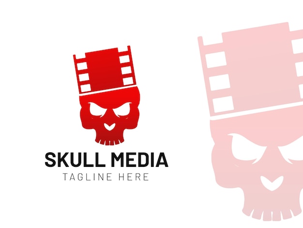 Skull Logo with film reel modern gradient logo template