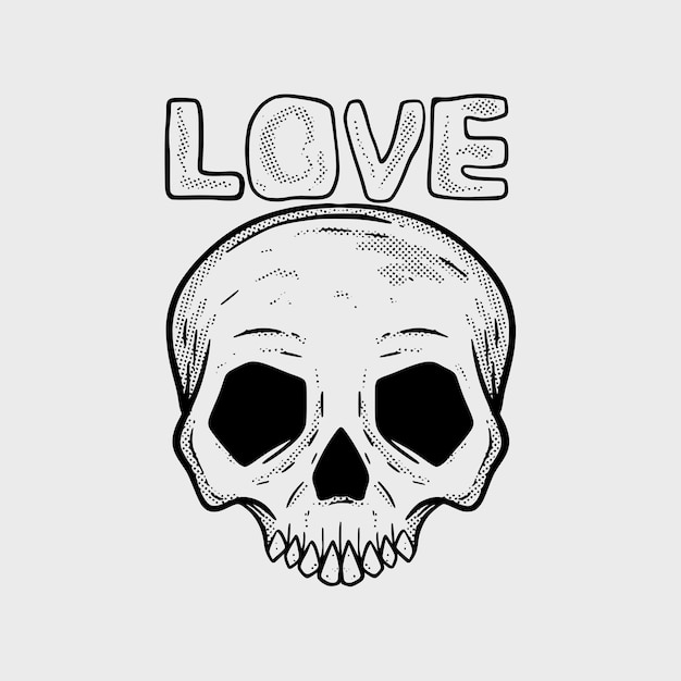 Skull Love illustration for tshirt jacket hoodie can be used for stickers etc