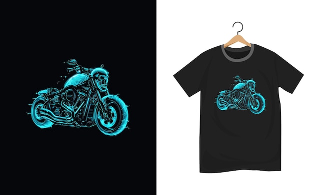 skull motorcycle t shirt design artwork template