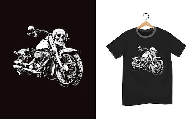 skull motorcycle t shirt design artwork template