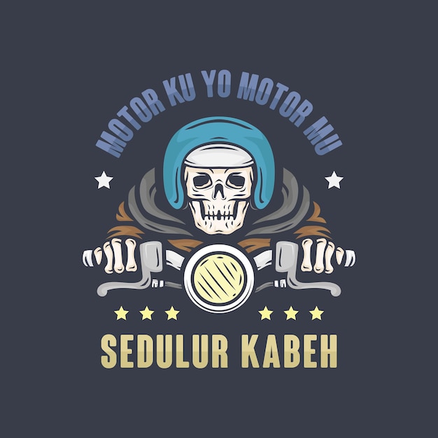 skull motorcycle vintage logo vector illustration