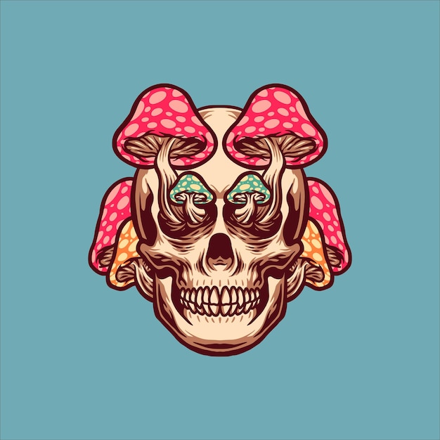 skull mushroom illustration vector design