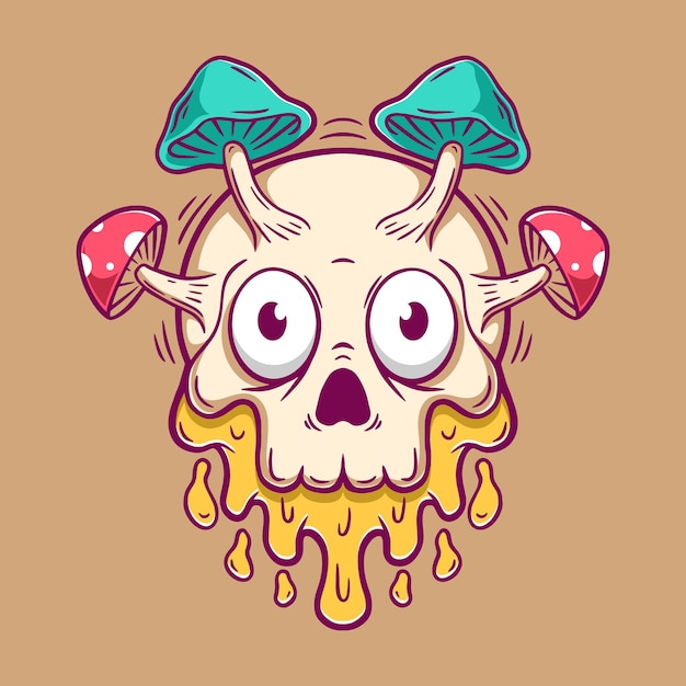 Skull and mushrooms vector illustration