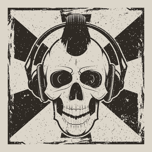 Skull music punk vintage grunge  