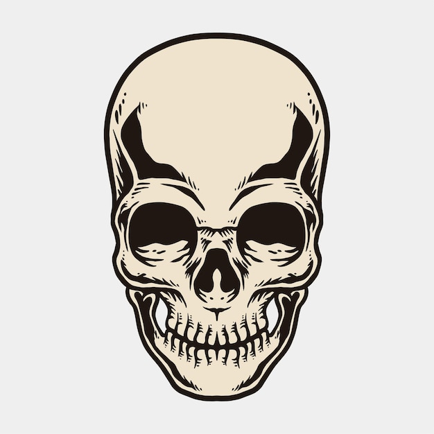 Skull Old School Vintage Tattoo hand drawing Illustration