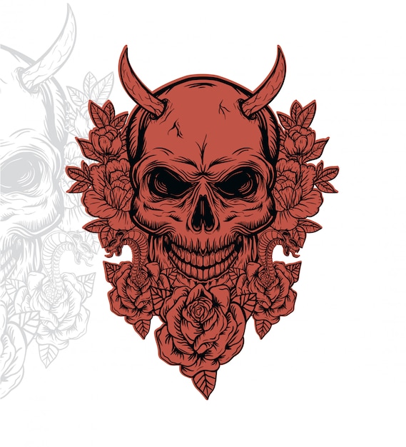 Skull outline illustration, skull vector