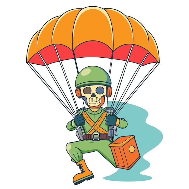 Vector a skull and a parachute with a man on it