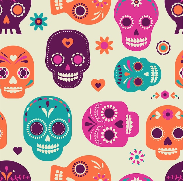 Skull pattern mexican day of the dead