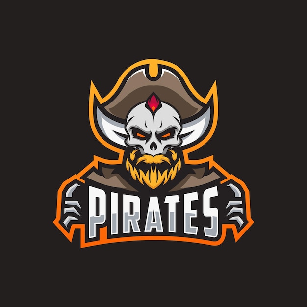 Skull pirate esport logo illustration