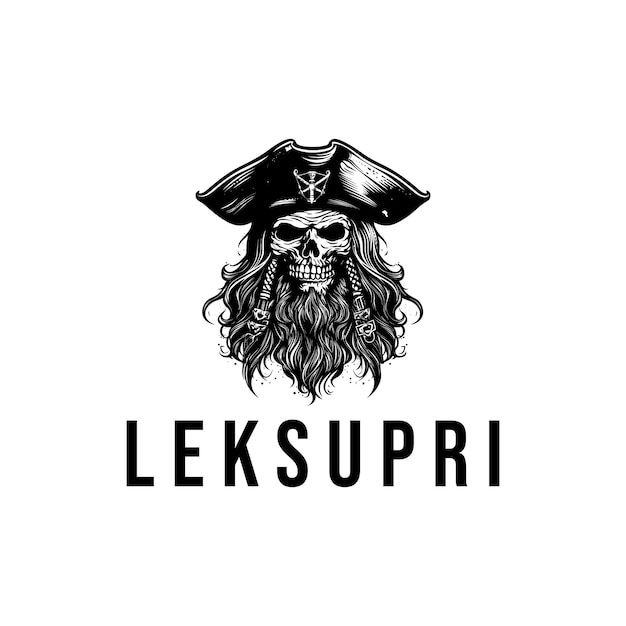 Skull pirate illustration vintage logo vector