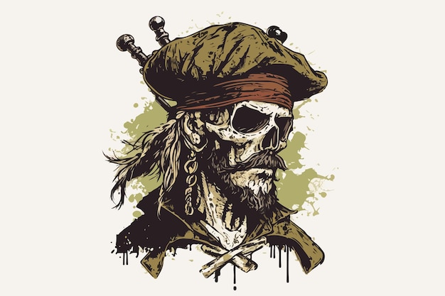 Skull Pirate rum vector illustration