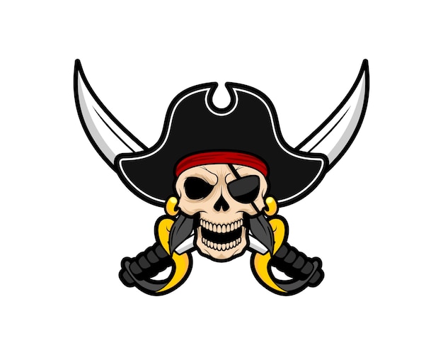 Skull Pirate with crossing sword behind