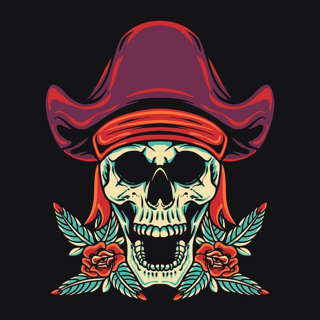 Skull Pirates Retro Vector Illustration