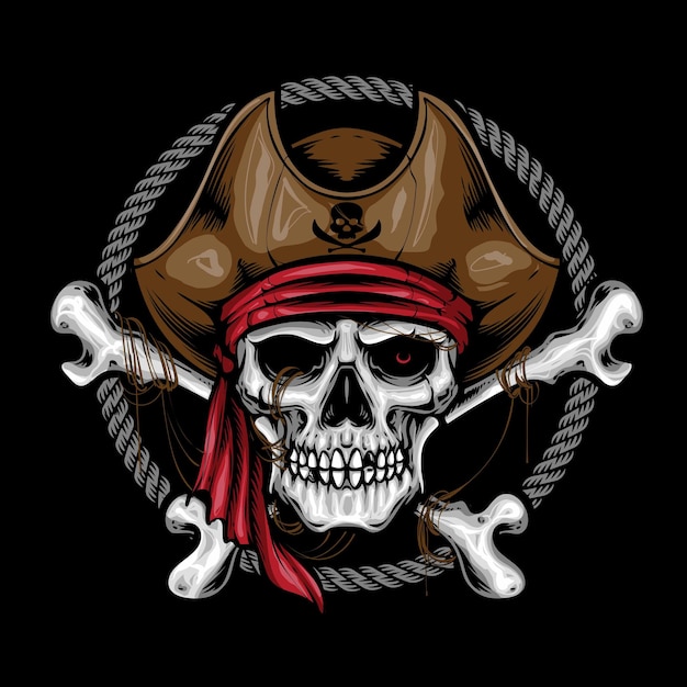 Skull pirates with cross bones vector