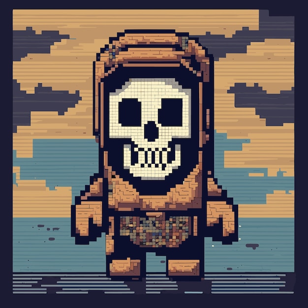 Vector skull pixel