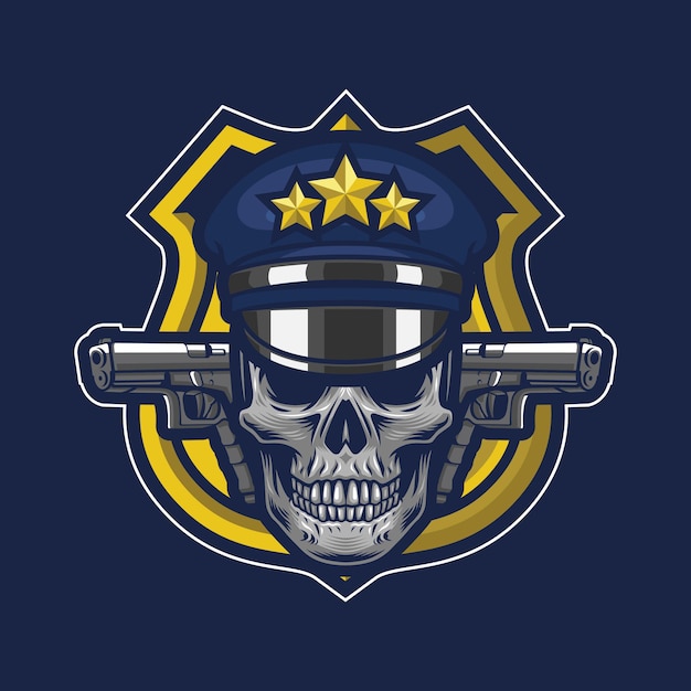 Skull police style for t-shirt design