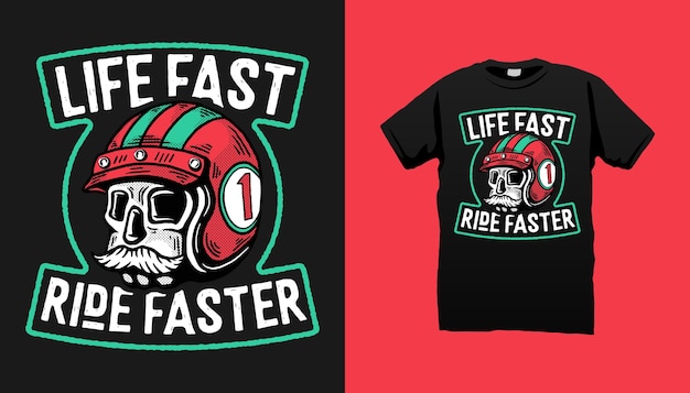 Skull racer with mustache t shirt design