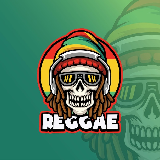 Skull Reggae Mascot Logo Premium Template