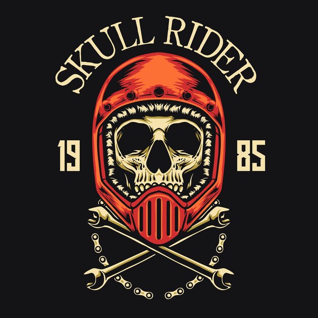 Skull Rider Retro Logo Vector Illustration