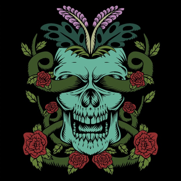 skull rose decoration 