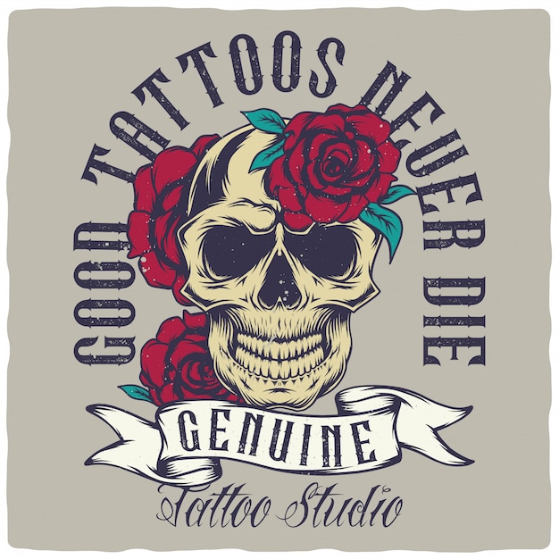 Skull and roses.