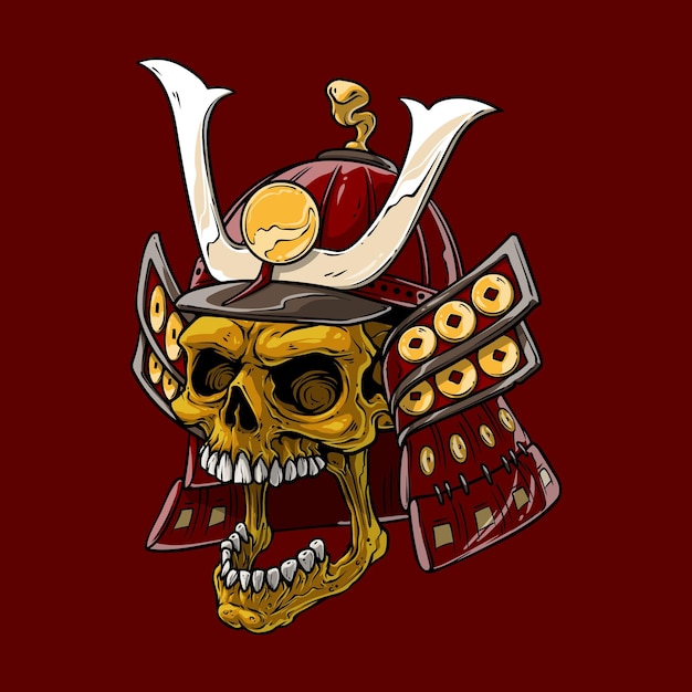 Skull in a samurai helmet