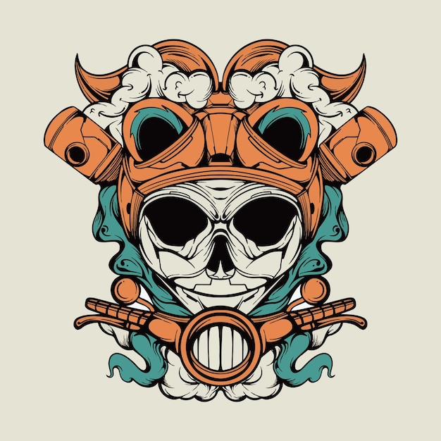 SKULL AND SCOOTER VECTOR ILLUSTRATION