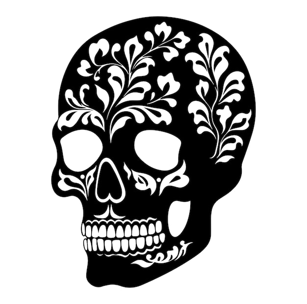 Skull Silhouette Vectors on White Background