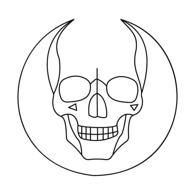 Vector skull single continuous one line out line vector art drawing and tattoo design