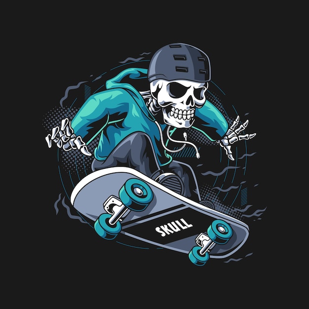 Skull skateboarder illustration