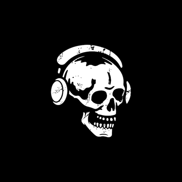 skull skeleton with headset grunge hipster vintage retro design