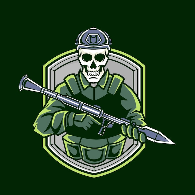 Skull soldier mascot hold the assault riffle