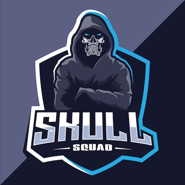 Skull squad with gun mascot esport logo