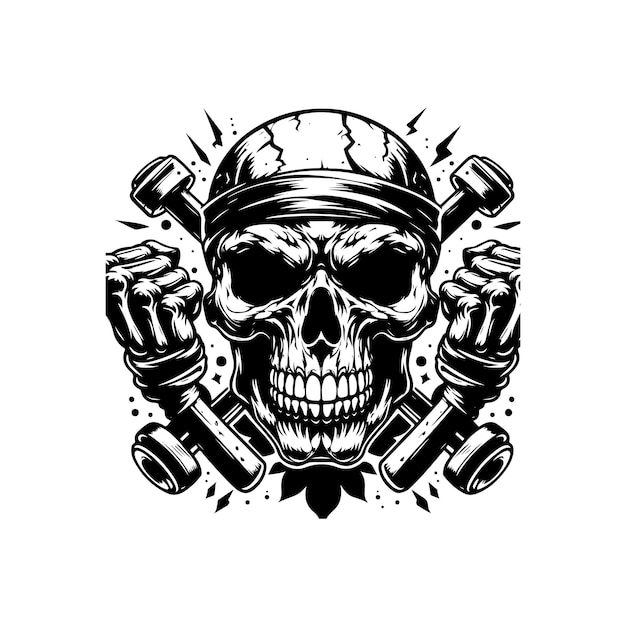 Vector skull of street fighter vector art design skull of street fighter silhouette illustration black and