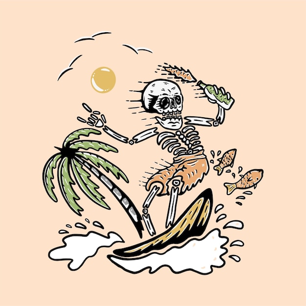 Skull surf in the beach